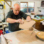 John Higgins at work in his studio 2018